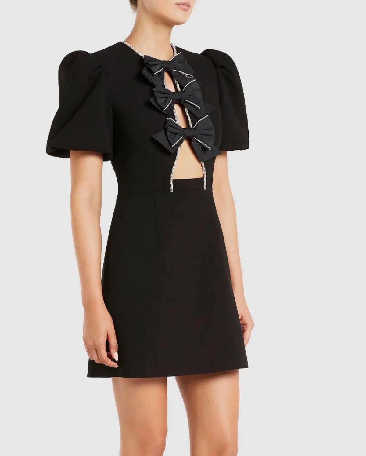 Rebecca Vallance Katie Bow Mini Dress Black Size 12 photo 4