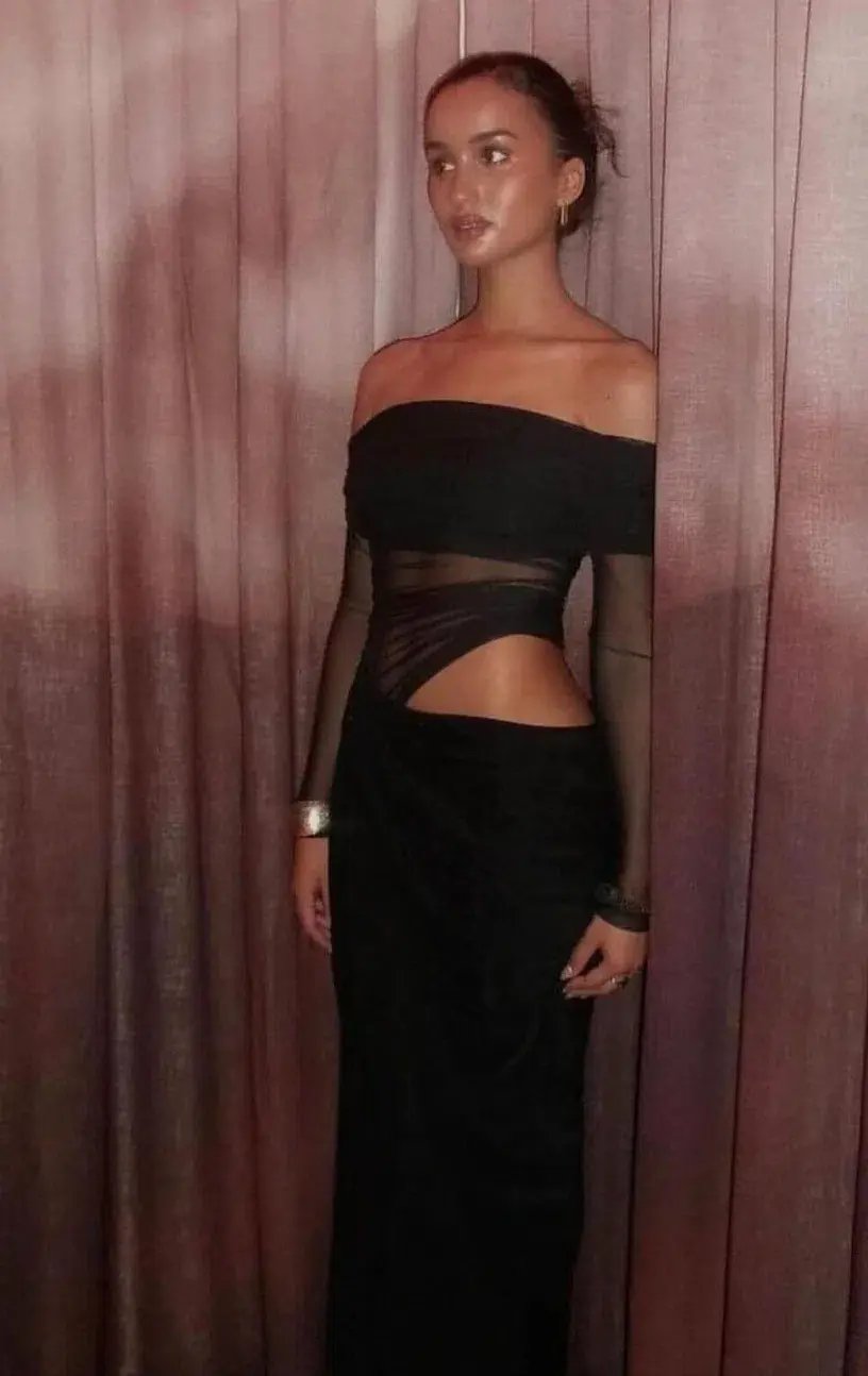 Benni Yasmin Off Shoulder Dress Black Size 12 photo 9