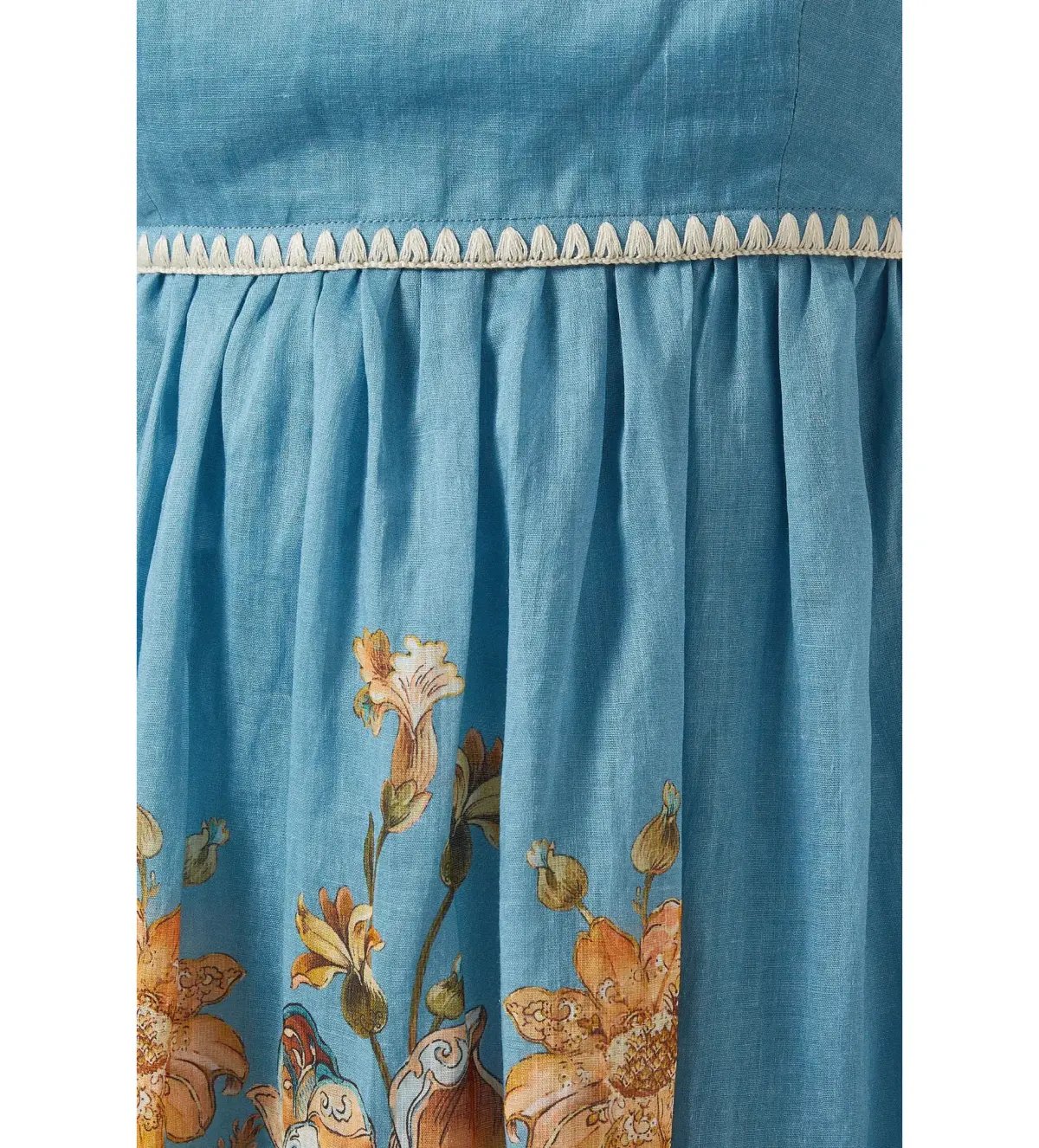Zimmermann Chintz Tiered Ramie Midi Dress Blue Daisy Size 2 AU 12 photo 4