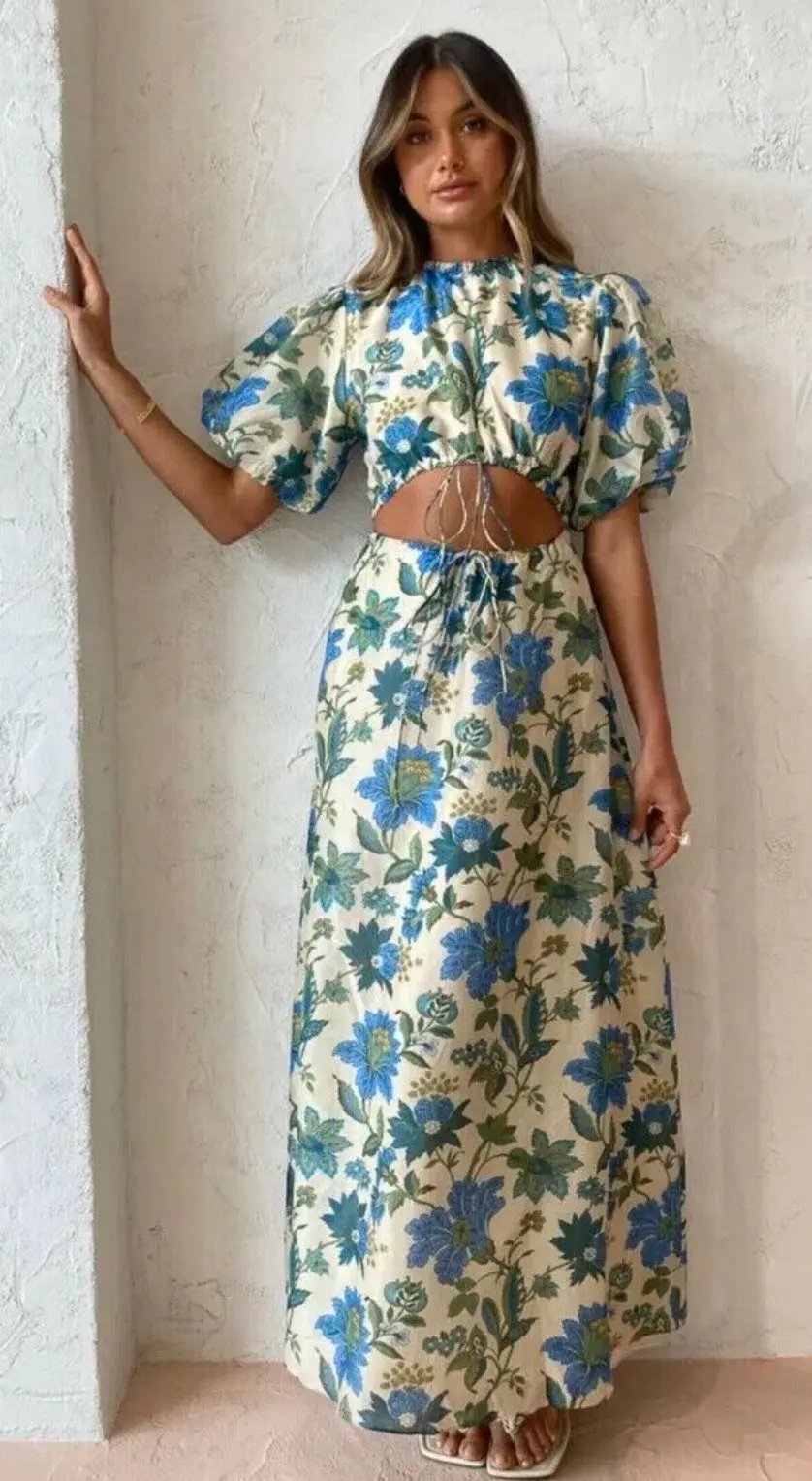 Sir the Label Celia Puff Sleeve Midi Dress Marguerite Print Size 3 AU 12/L photo 3