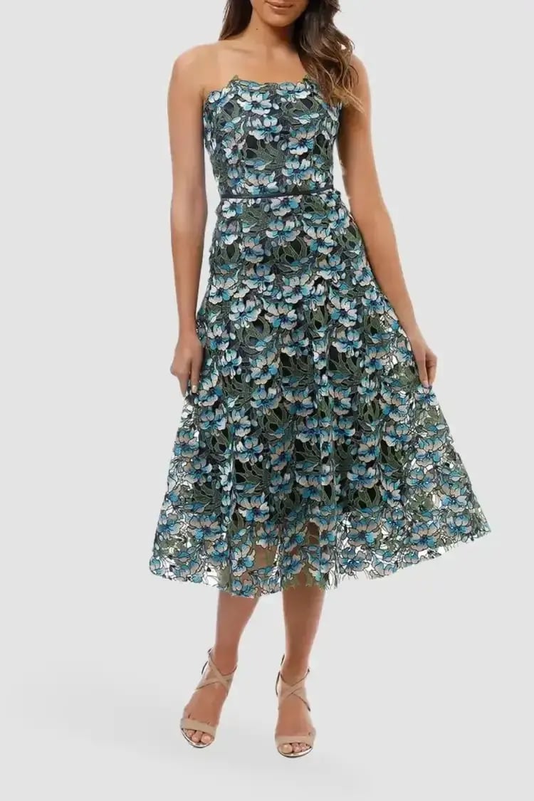 Moss and Spy Gardenia Strapless Dress Floral Size 12 photo 2