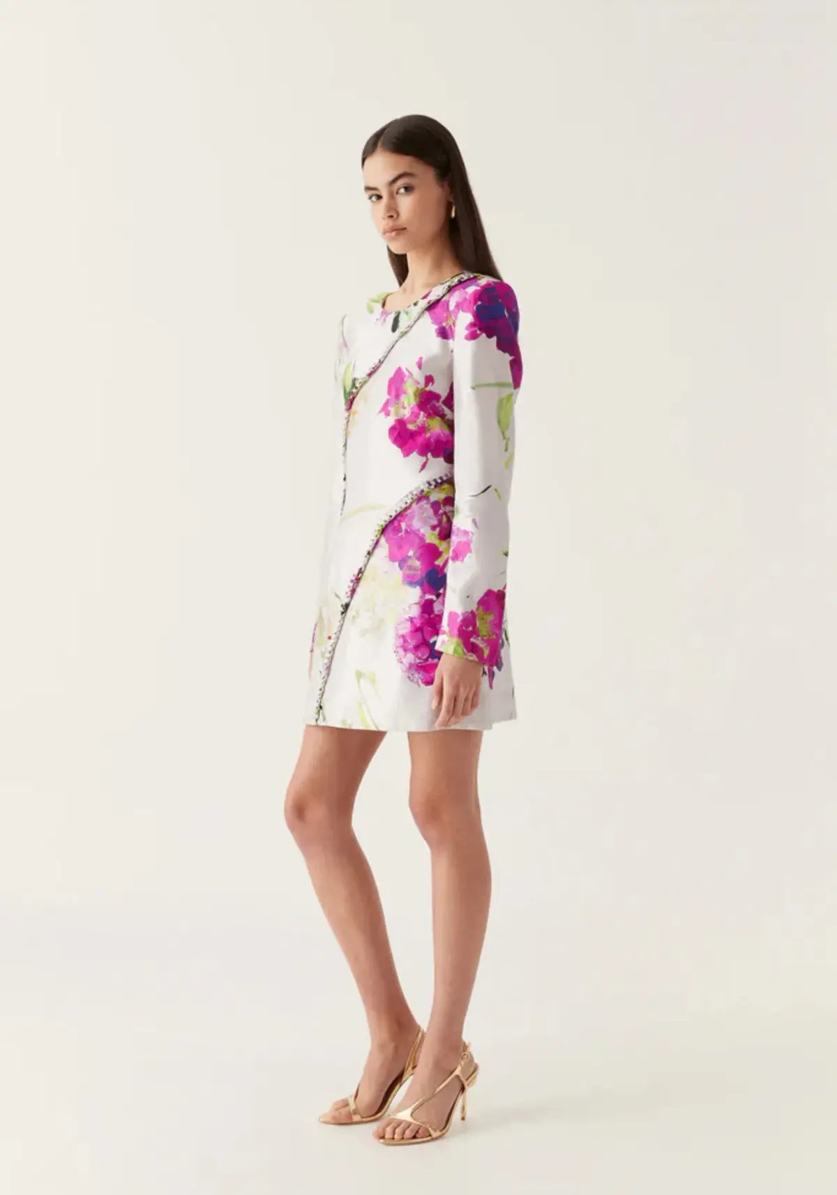 Aje Arbour Whipstitch Mini Dress Wild Hydrangea Floral Size 10 photo 5