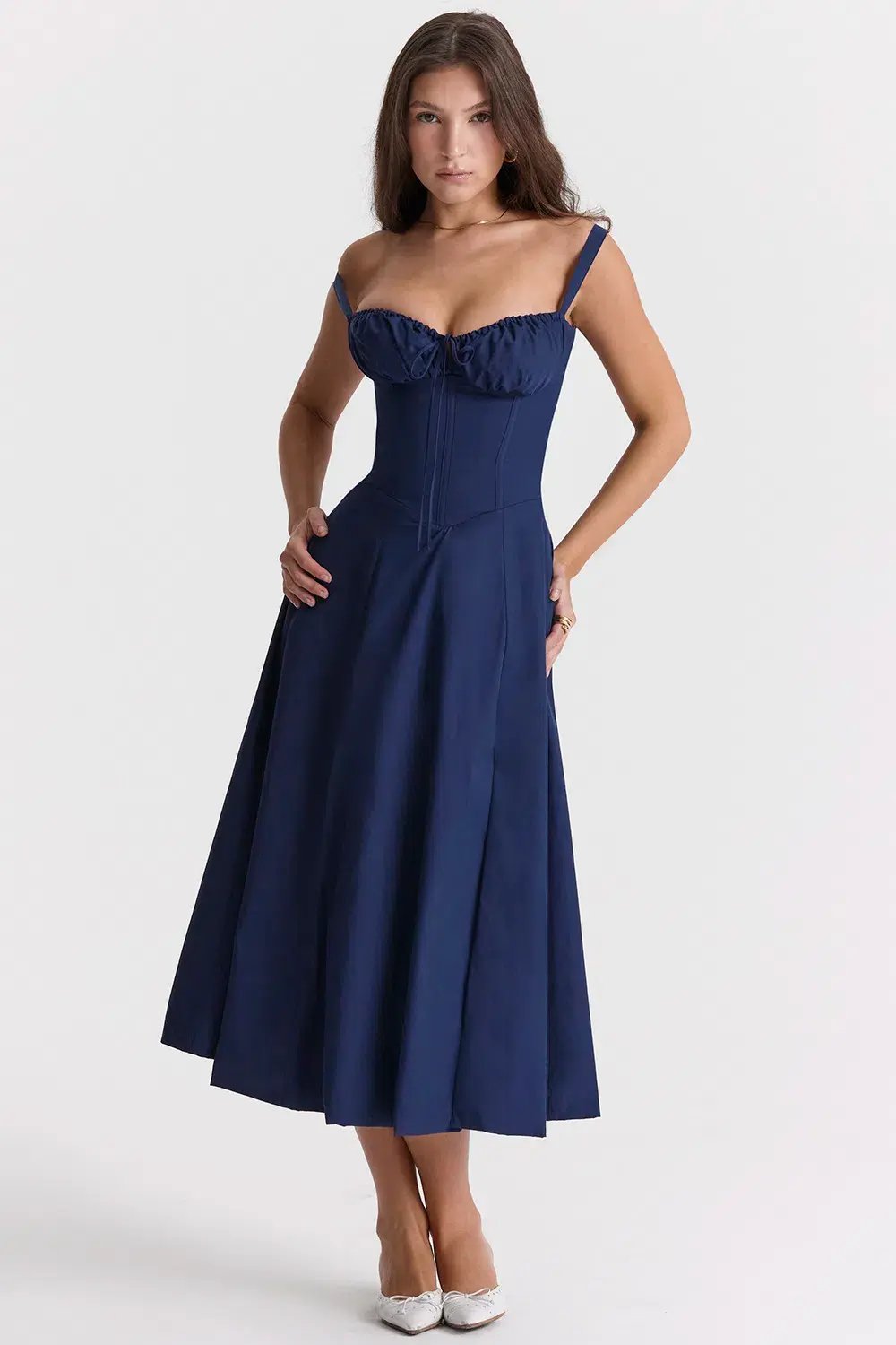 House Of CB Carmen Midi Navy Size M / AU 10 photo 2