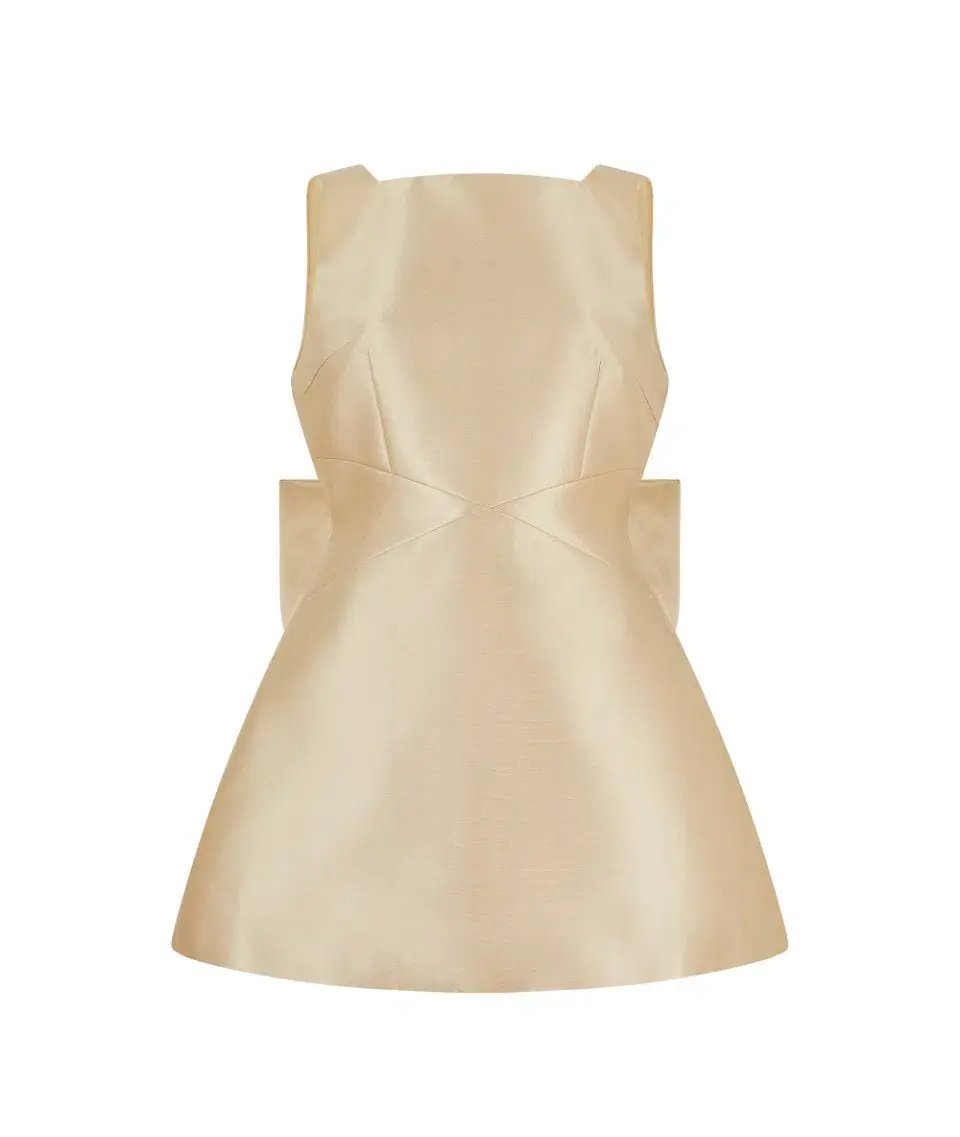 The Ultimate Muse Bow Detail Mini Dress Gold Size 10 photo 5