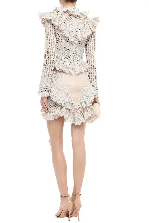 Zimmermann Unbridled Battenburg Mini Dress Buff Size 8 photo 2