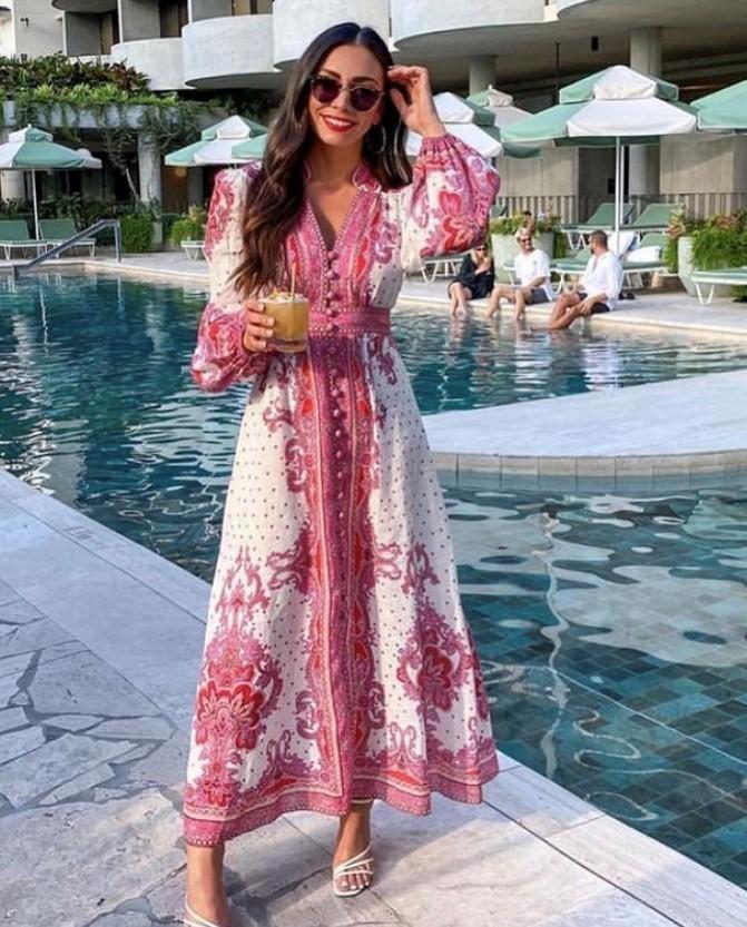 Zimmermann Bells Paisley Long Dress Red Paisley Size 1 / Au 10 photo 2
