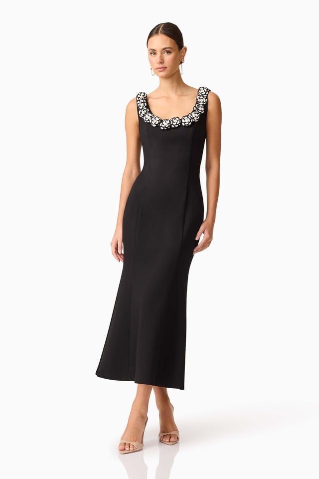 Elliatt Marina Midi Dress - Black White photo 2