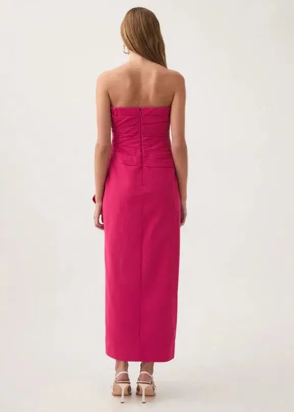 Aje Roma Draped Midi Dress in Magenta Size 10 photo 2