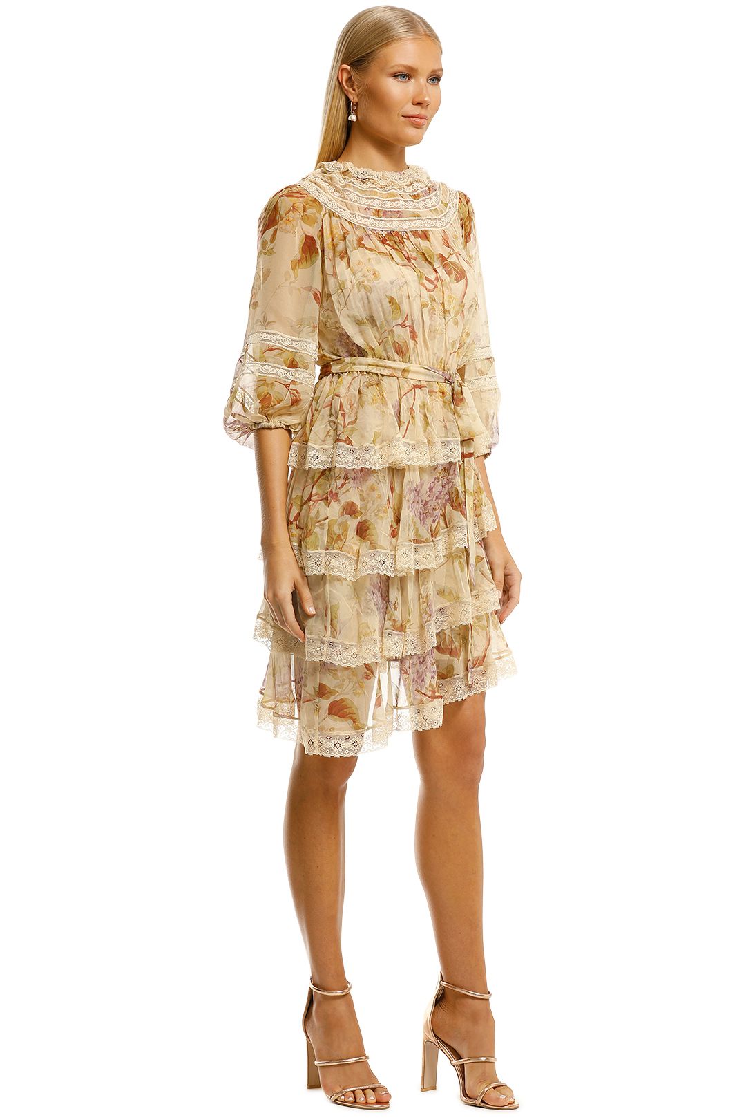 Sabotage Tiered Lace Mini Dress - Cream Wisteria photo 2