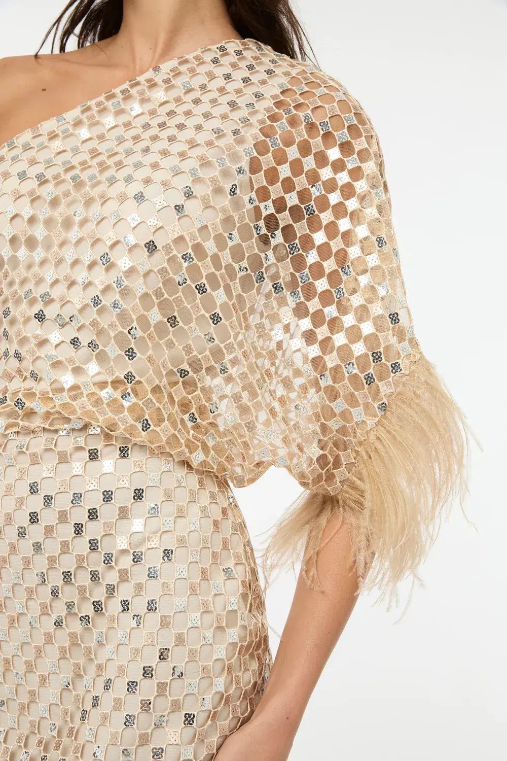 Manning Cartell Checkerboard Sequin Event Dress Glod Size AU 6 photo 4