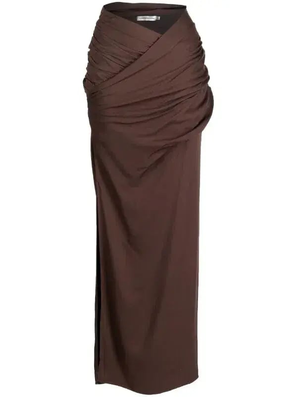 Christopher Esber Veiled Cami & Twisted Wrap Maxi Skirt Set Brown Size L/AU 12 photo 2