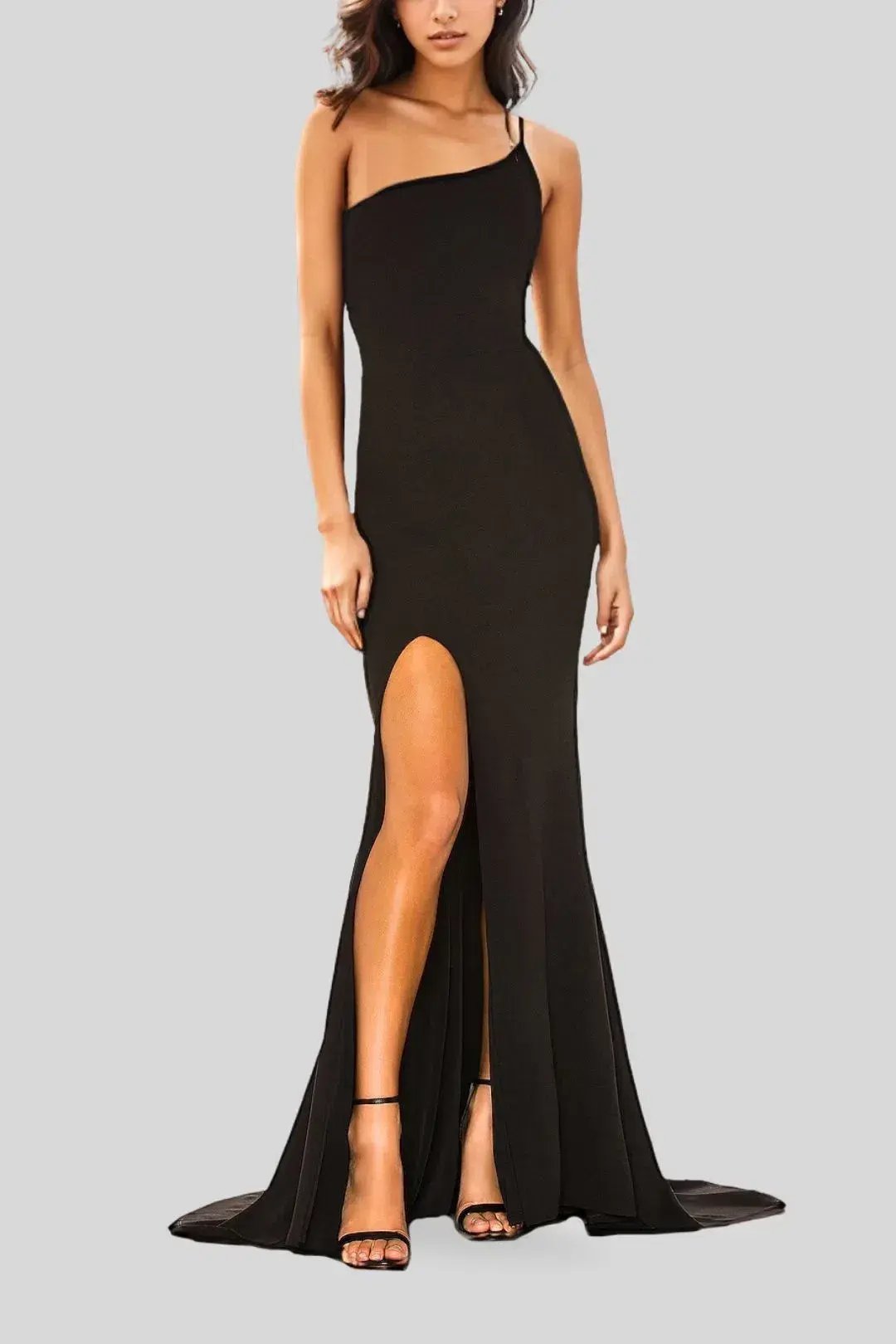 Nookie Jasmine One Shoulder Gown Black Size 8 photo 3