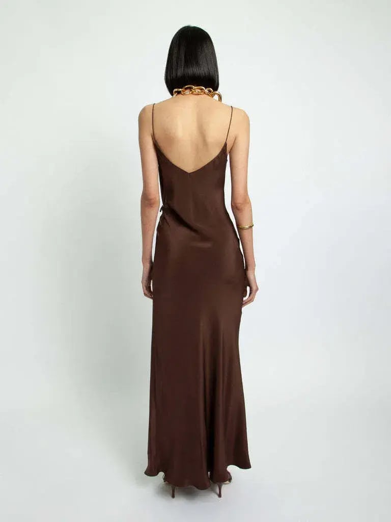 Christopher Esber Ruched Cami Maxi Dress Brown Size 12 photo 2