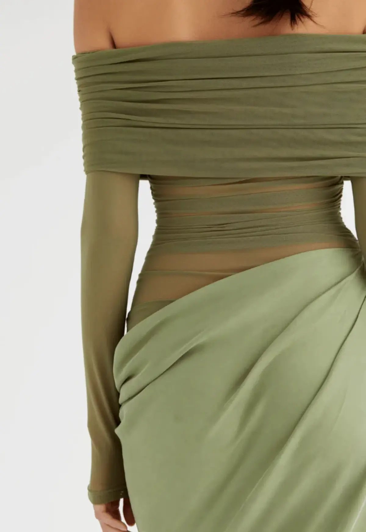 Benni Yasmin Off Shoulder Maxi Dress Pistachio Green Size 8 photo 3
