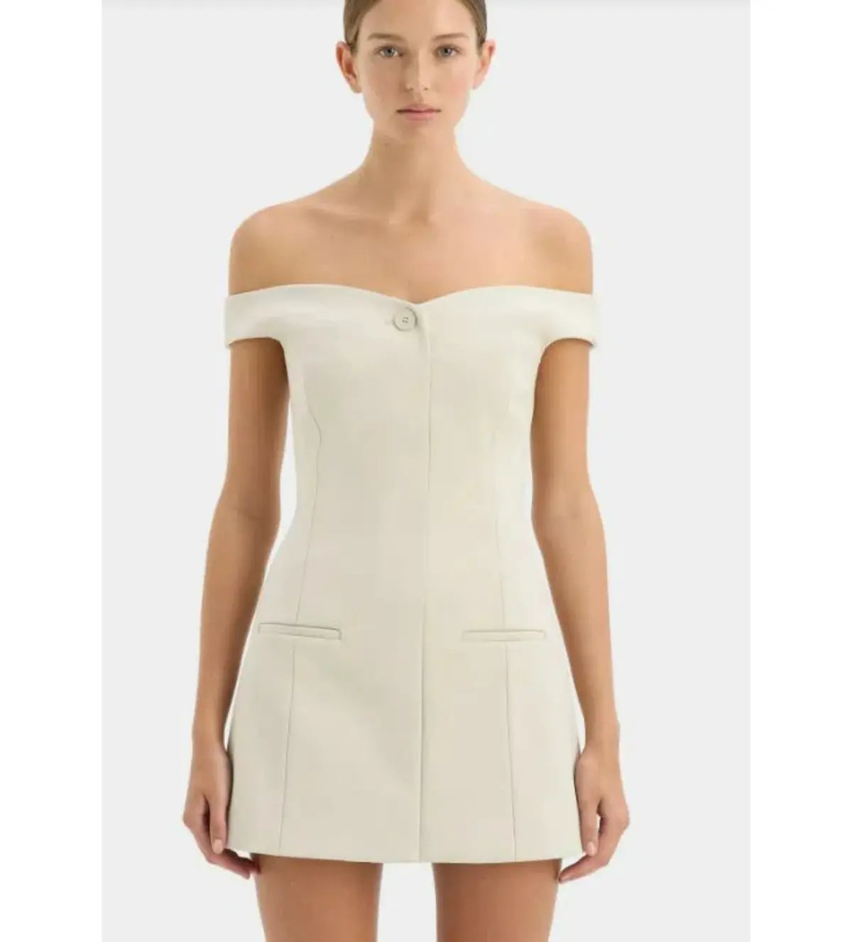 Sir Sandrine Off Shoulder Mini Dress in Ecru Size 2 / Au 10 photo 3