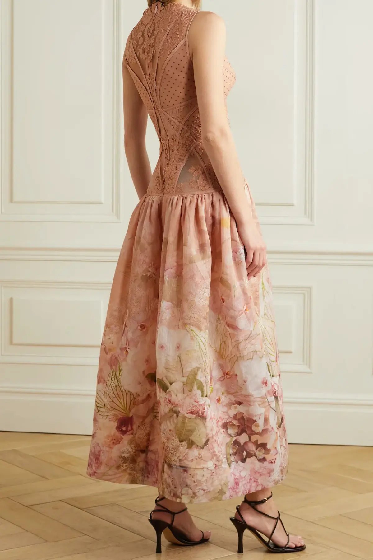 Zimmermann The Dancer Sleeveless Lace Midi Dress Blush Garden Floral Size 1 / AU 10 photo 3