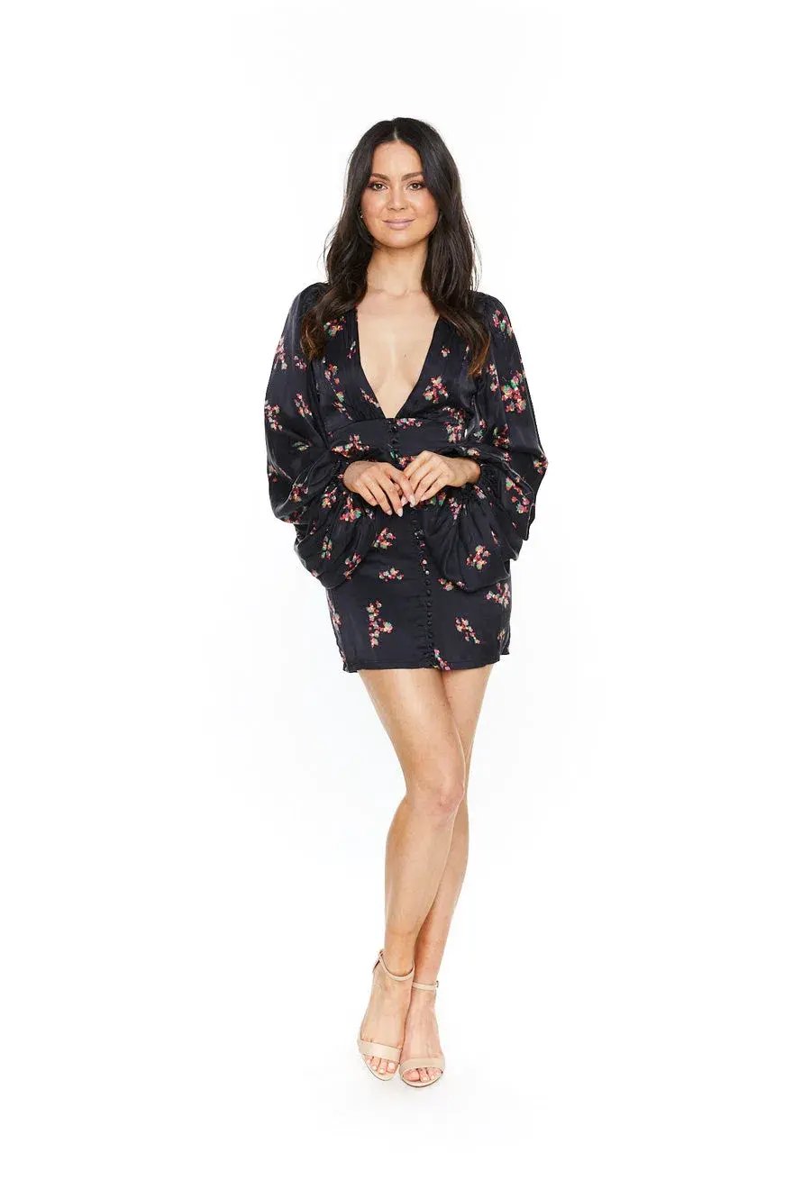 Rat & Boa Stevie Dress Black Floral Size 8 photo 2
