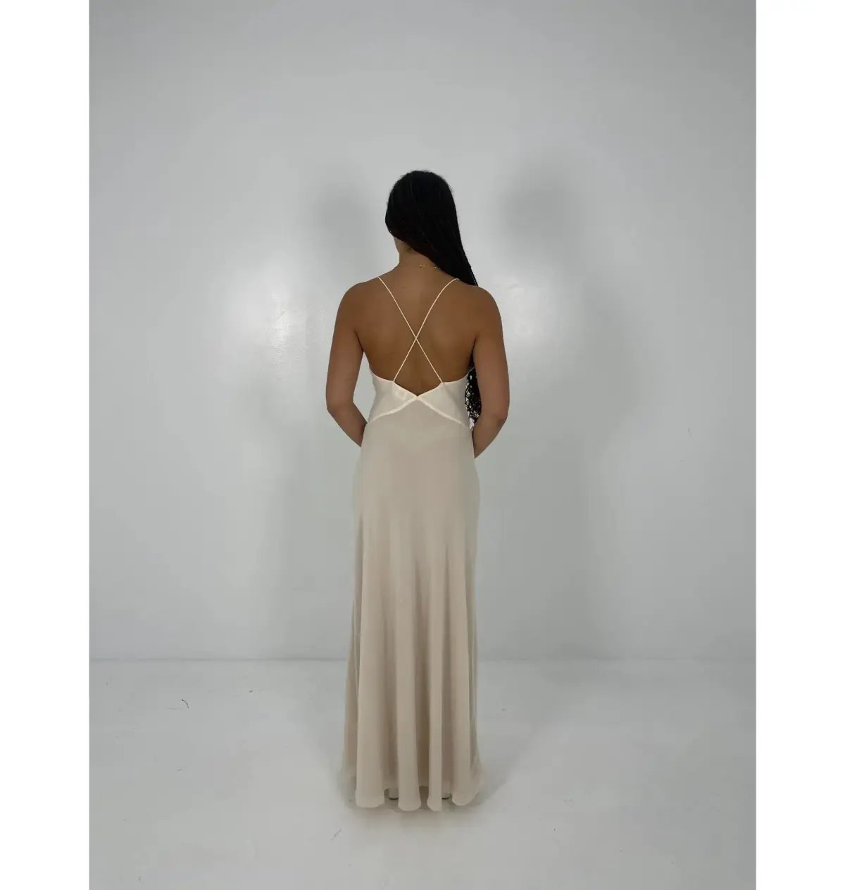 Helsa Sheer Deep V Rose Maxi Dress Cream Size Small / AU 8 photo 2