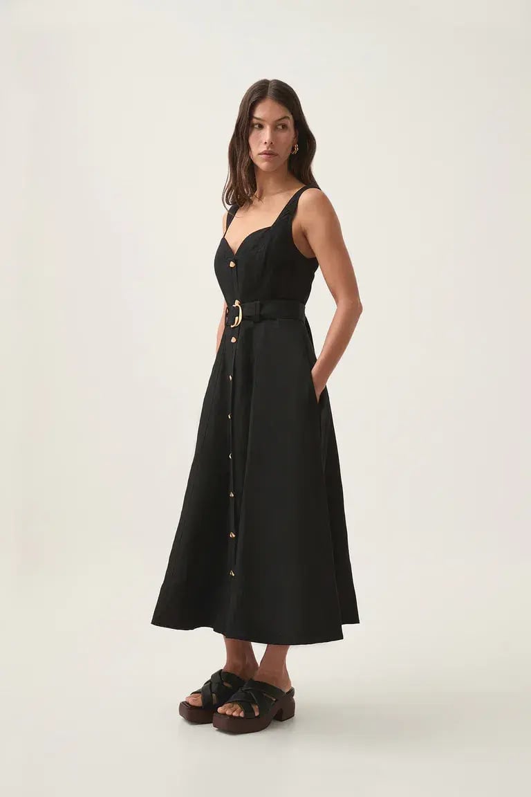 Aje Clay Belted Midi Dress Black Size 8 photo 2