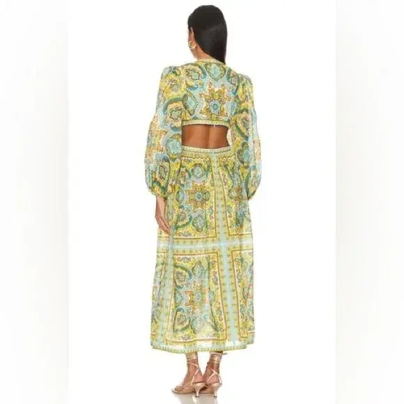 Zimmermann Halcyon Tie Front Midi Dress Size Multi Print 1 / AU 10 photo 4