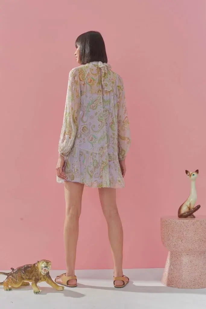 Alemais Marta Lilac Crinkle Silk Dress Print Size 6 photo 4