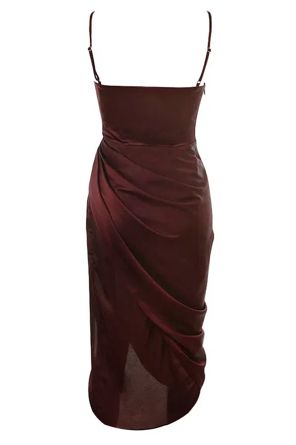 House of CB Reva Satin Balcony Corset Midi Dress Red Size 6 photo 7