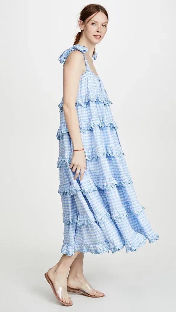 Innika Choo Scallop Frill Dress Iva Biigdress Dusk Gingham Size 1 photo 2