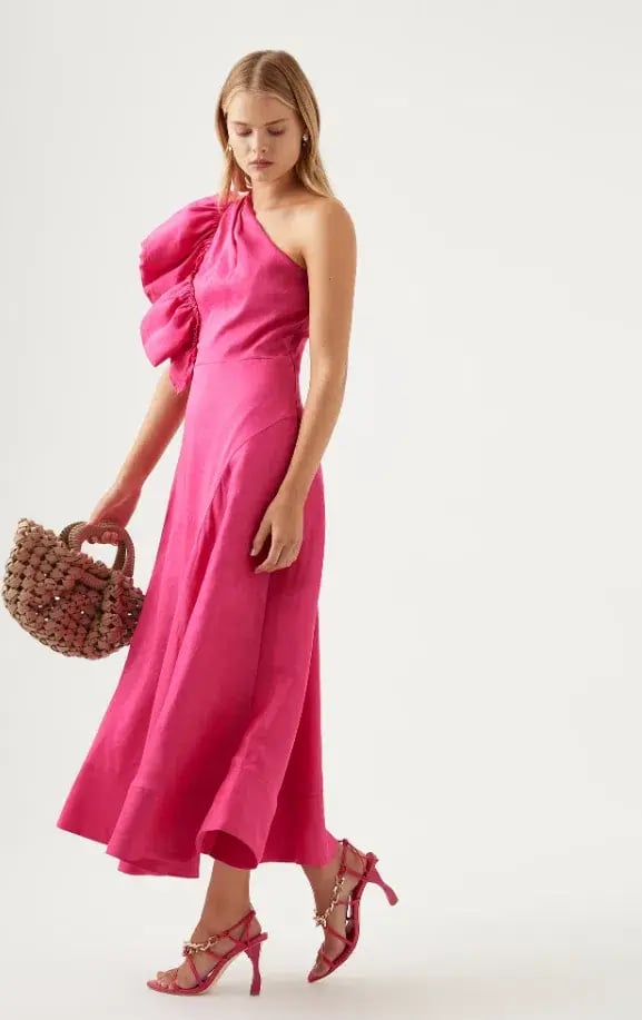 Aje Bonjour Asymmetric Midi Dress Fuchsia Size 16 photo 4