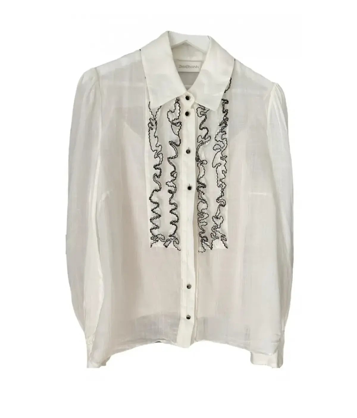 Zimmermann Long Sleeve Tuxedo Ruffle Blouse White Size 1 / AU 10 photo 2