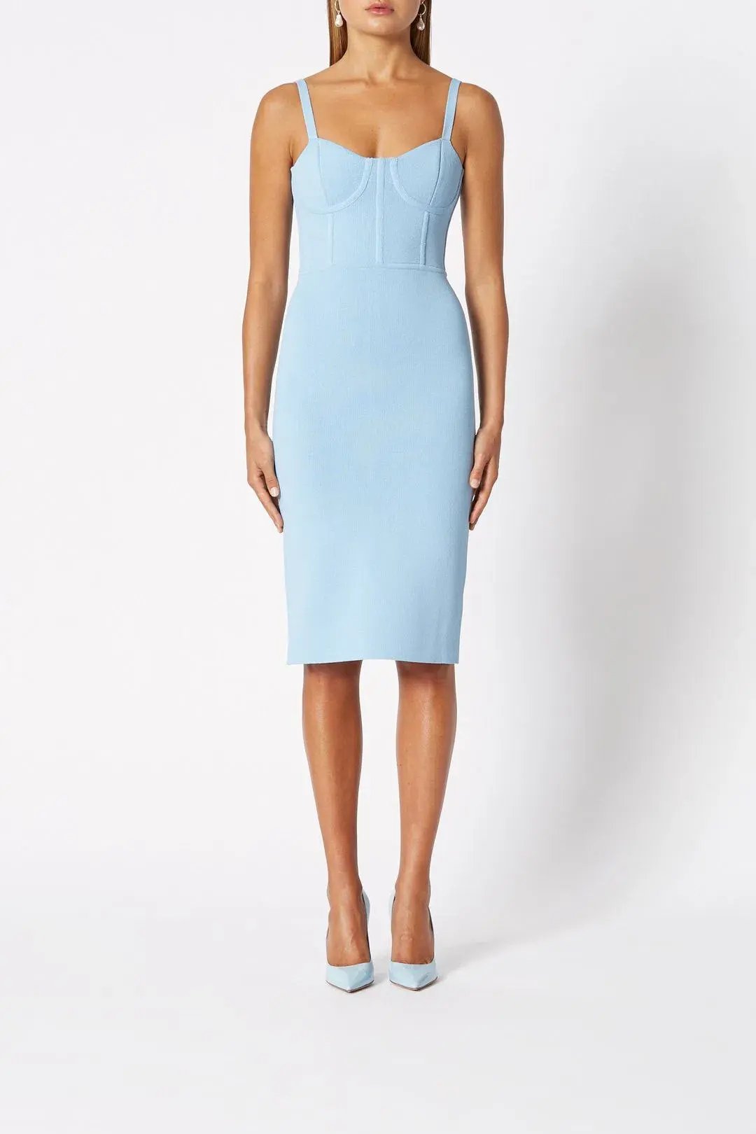 Scanlan Theodore Crepe Knit Bustier Dress Blue Size 8 photo 2