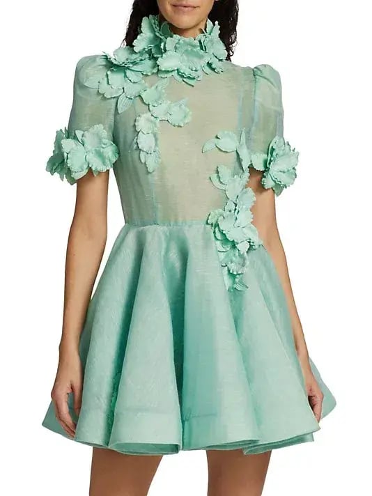 Zimmermann High Tide Lift Off Flower Mini Dress Green Size 0p /4 to 6 photo 2
