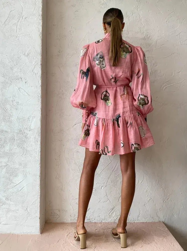 Alemais Cleo Smock Mini Dress Pink Size AU 12 photo 3
