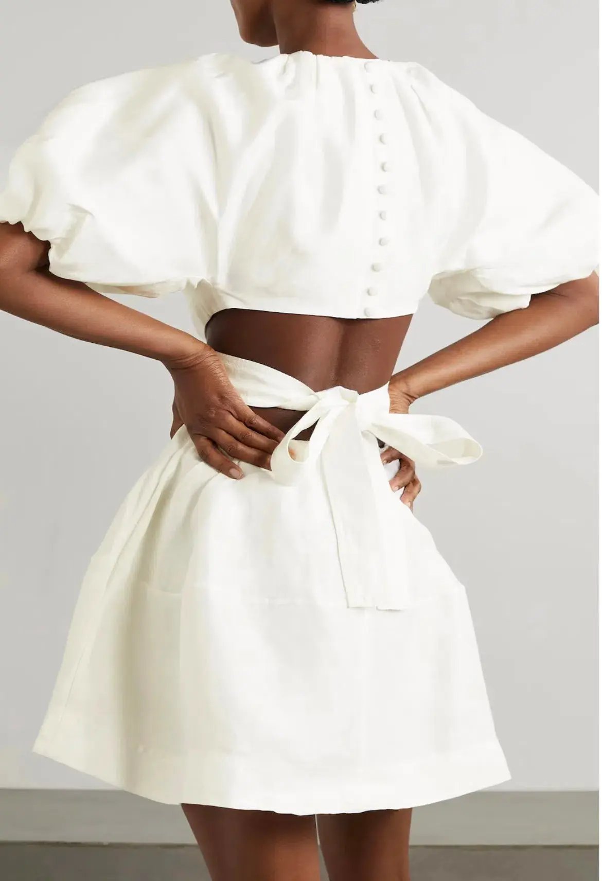 Aje Mimosa Cut Out Mini Dress in Ivory White Size AU 12 photo 2