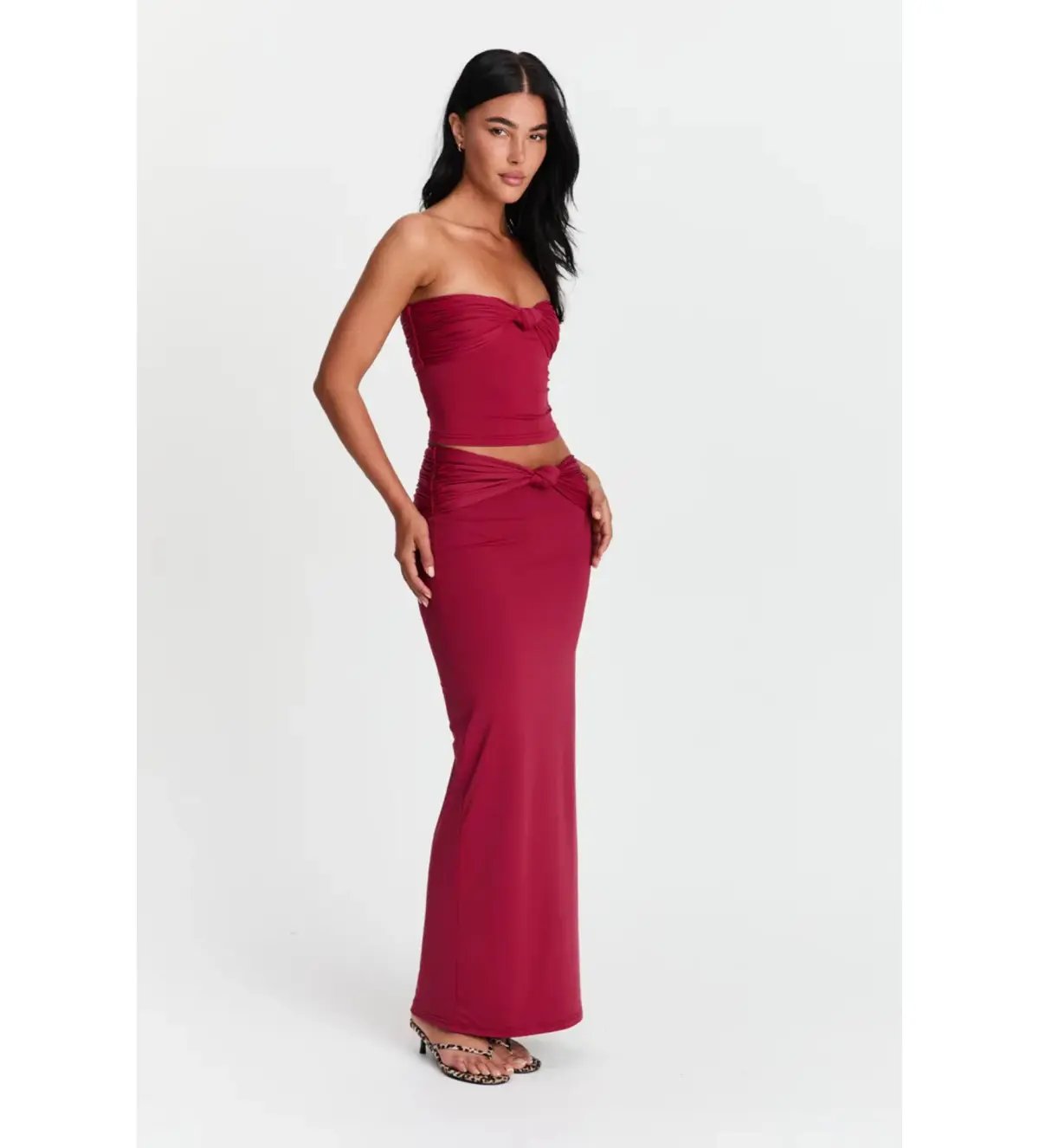 Sasha Therese Naya Top and Mila Maxi Skirt Set Cherry Red Size XS AU 6 photo 2