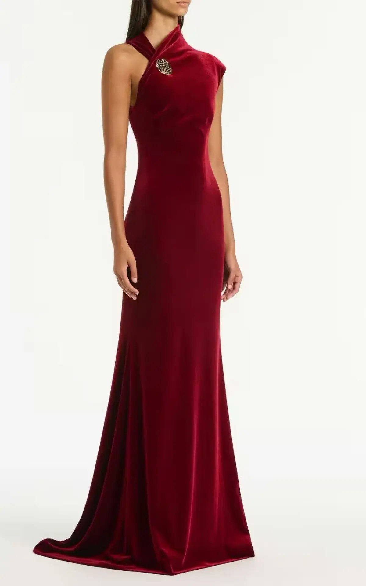 Carla Zampatti Rouge Velvet Button Gown photo 4
