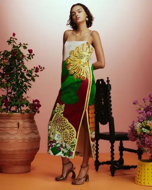 ALEMAIS Tiger Slip Midi Dress 10 photo 7