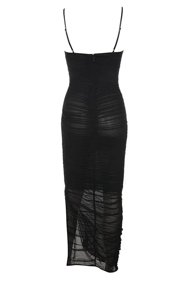 House of CB Fornarina Organza Mesh Midi Dress Black Size 12 photo 6