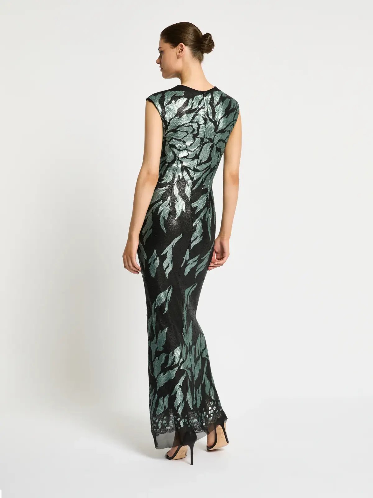 Moss & Spy Larissa Gown Black Mint Sequin Midi Dress Size 12 photo 3