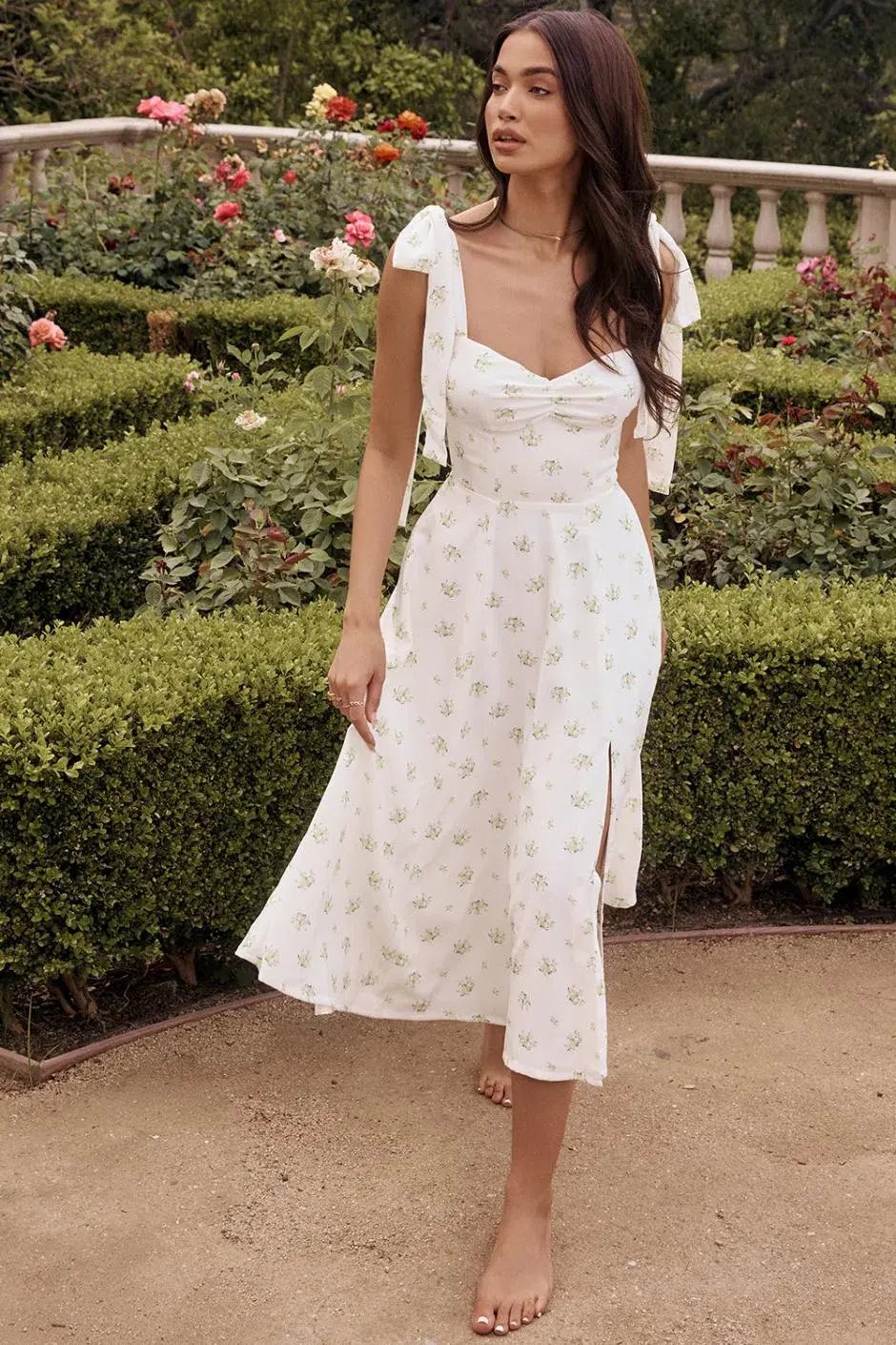 House of CB Alicia Ivory Midi Sundress White Floral Size XS / Au 6 photo 4