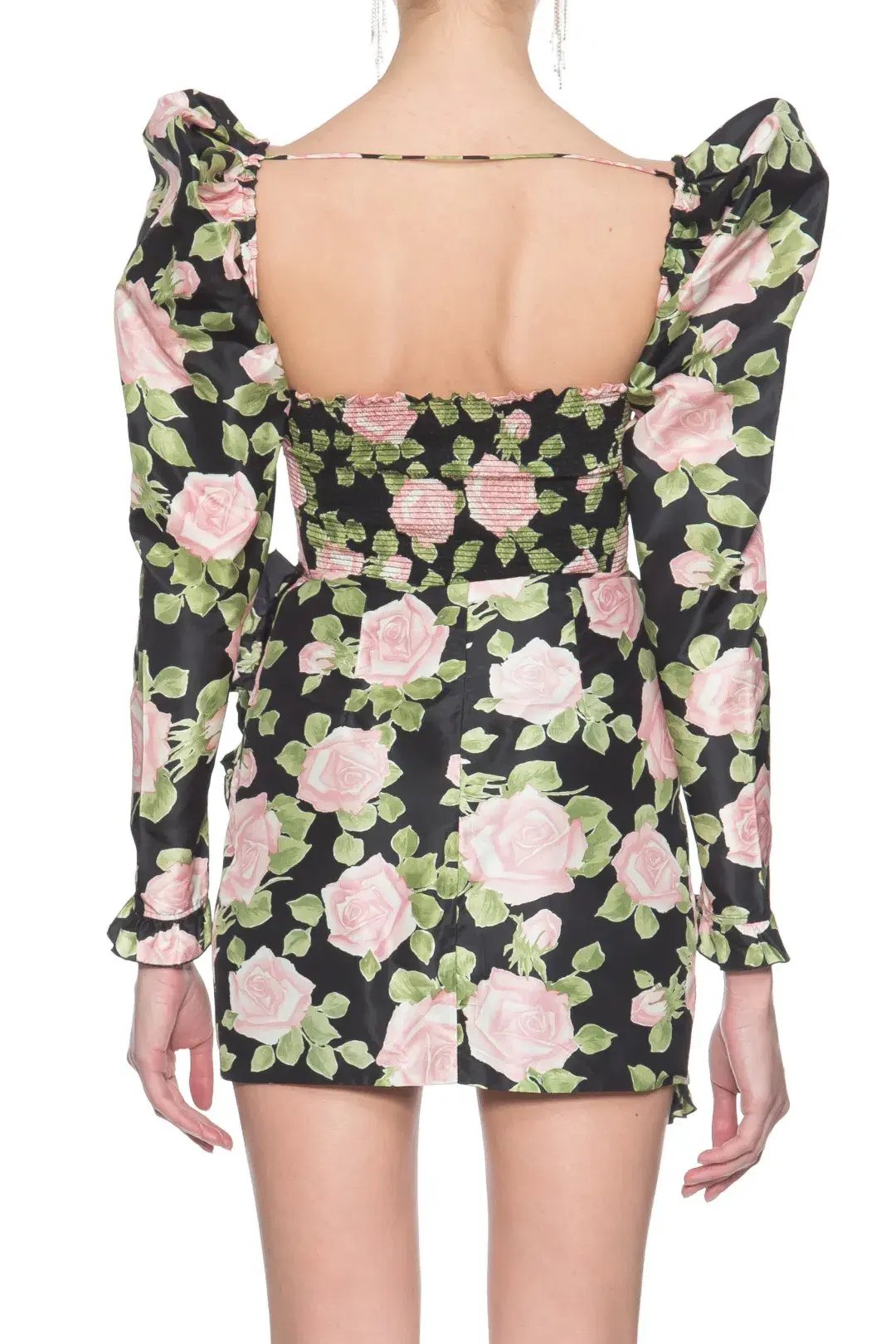 Alessandra Rich Ruffled Floral Print Silk Taffeta Mini Dress Print Size 8 photo 4