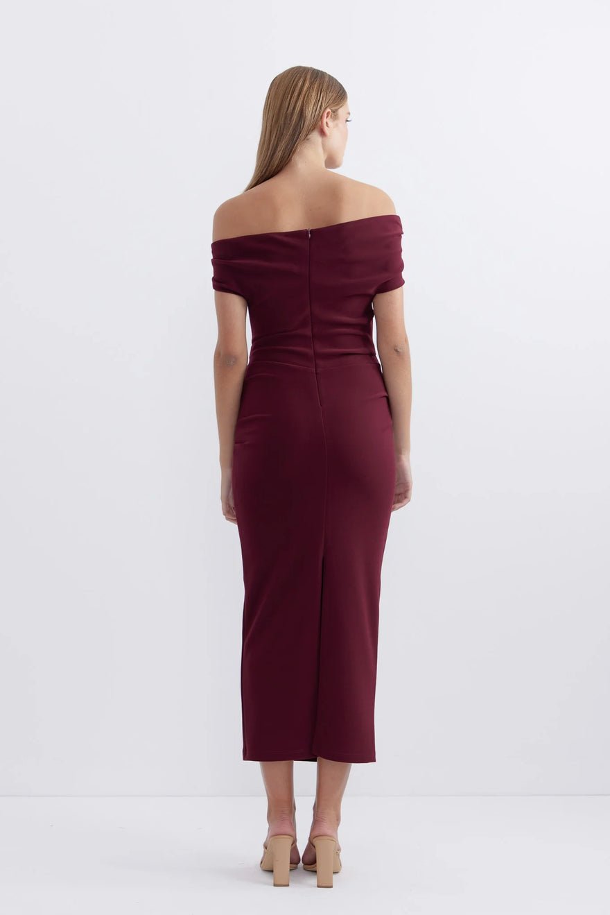 Pasduchas Evie Shoulder Midi Dress - Wine photo 2