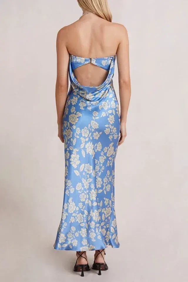 Bec & Bridge Blossom Strapless Maxi Dress in Blue Floral Size 6 photo 3