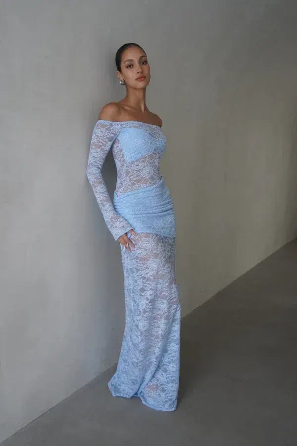 Deconduarte Christiana Maxi Dress Powder Blue Size 8 photo 2