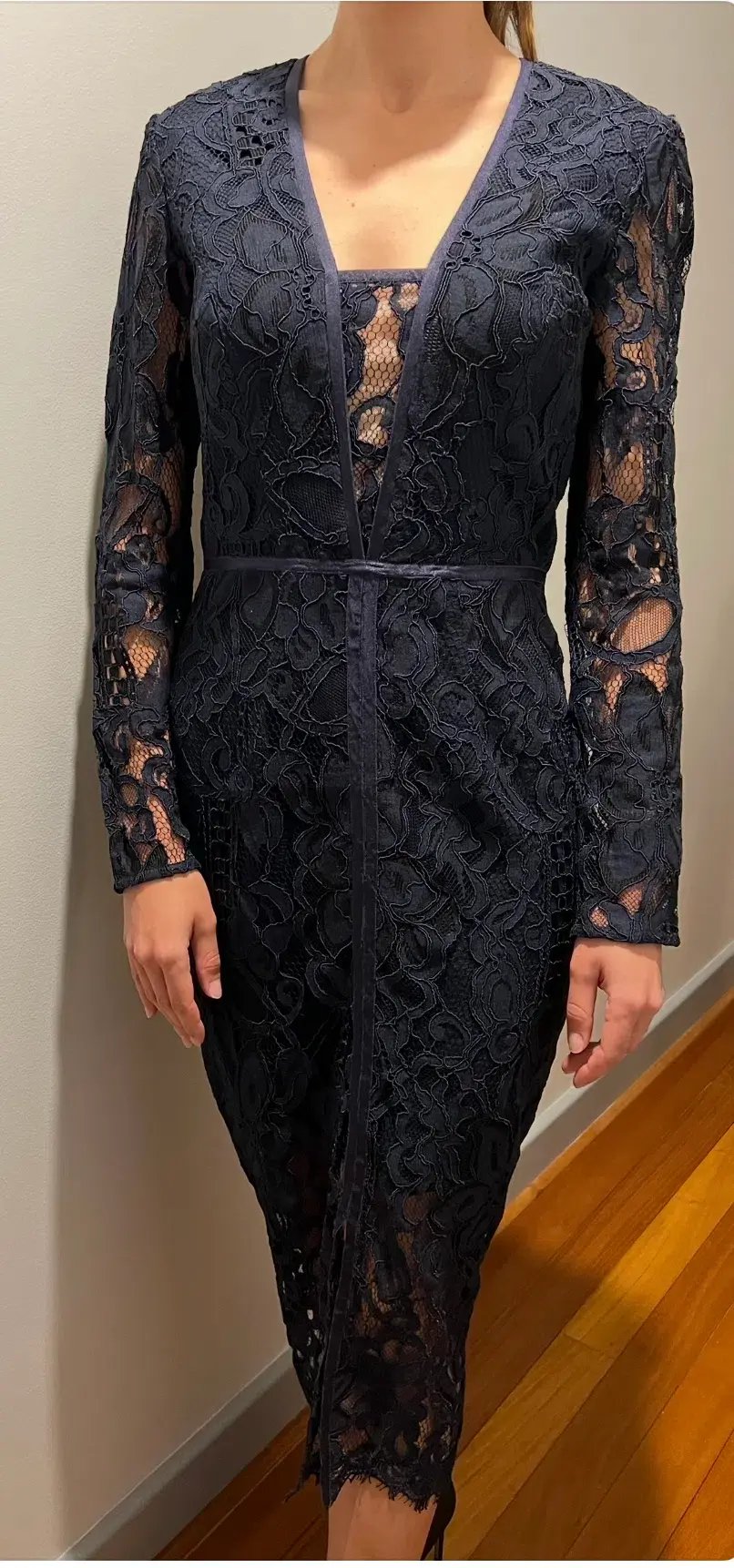 Rodeo Show Romy Lace Midi Dress Navy Size 8 photo 3