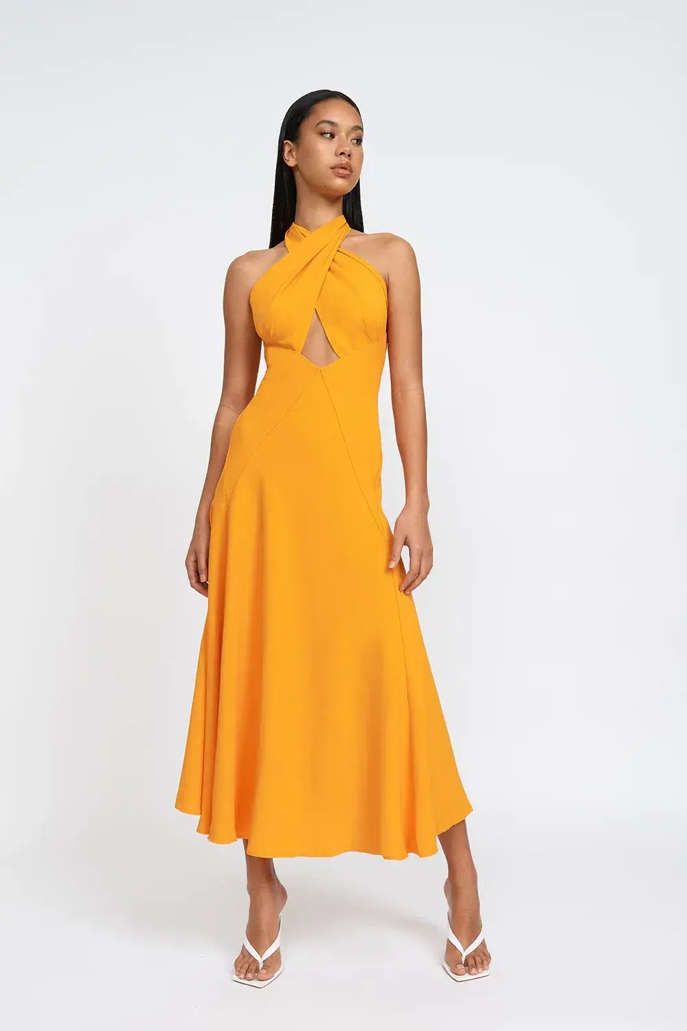 By Johnny Zina Midi Dress Orange Size 6 photo 4