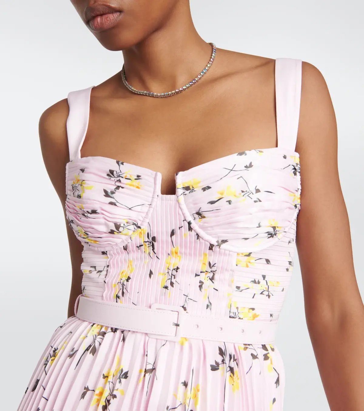 Self Portrait Satin Midi Dress Pink Floral Size 8 photo 2