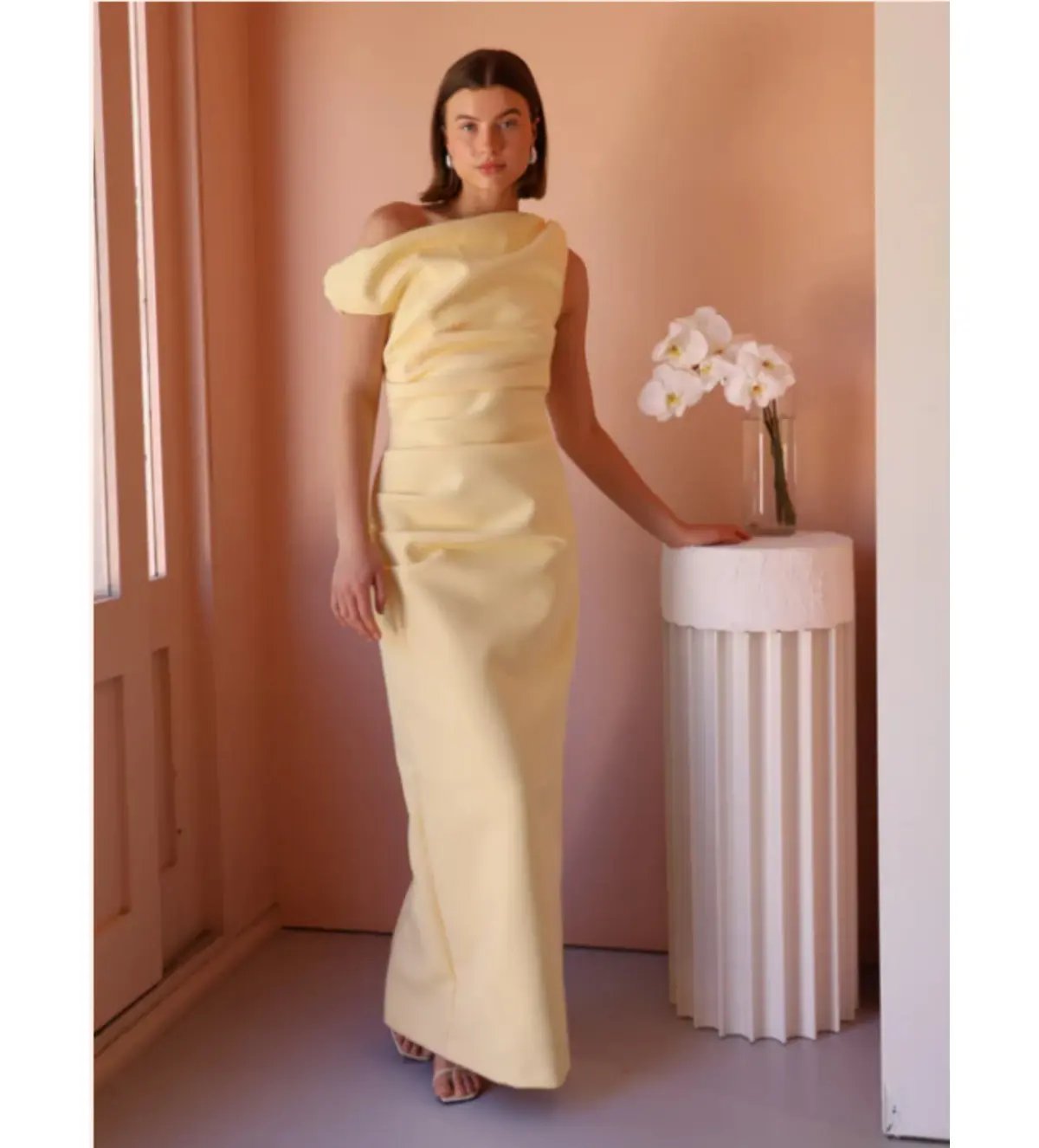 By Nicola Vivian Crepe Maxi Dress in Lemon Size AU 10 photo 3