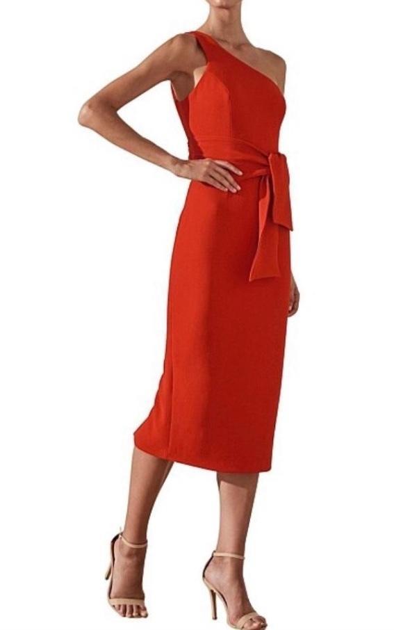 Shona Joy Bryant One Shoulder Midi with Belt Red 8 photo 2