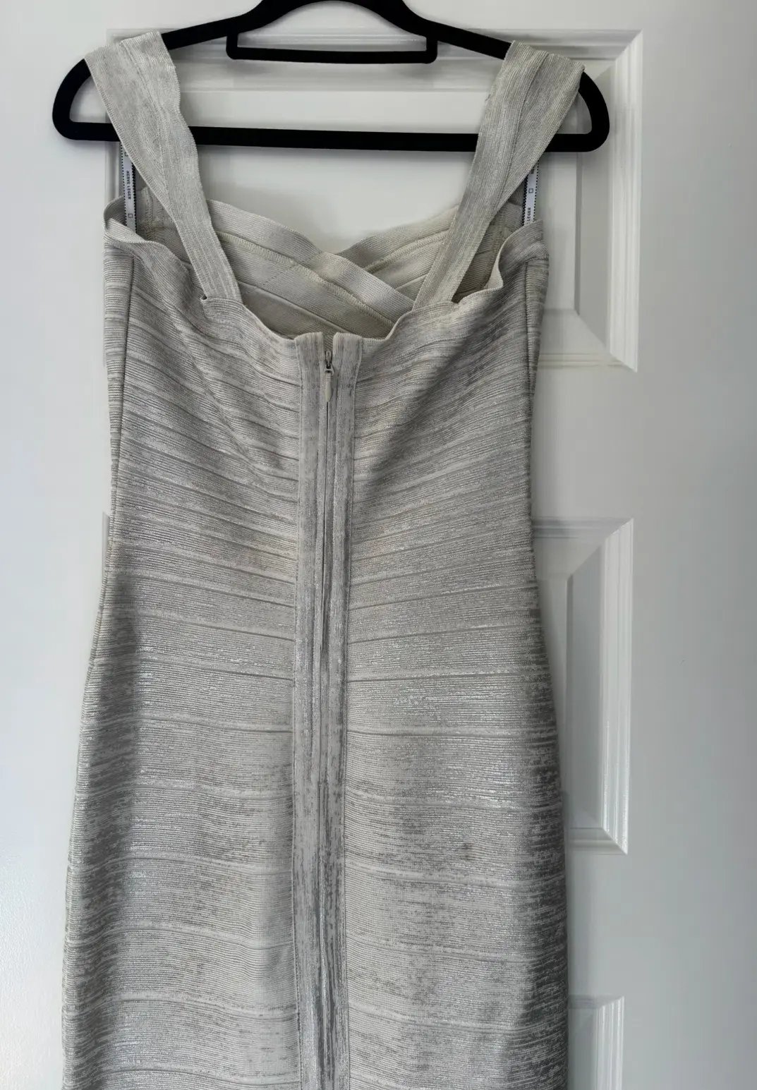 Herve Leger Sweetheart Banded Foil Gown Silver in Size XS/AU 6 photo 5
