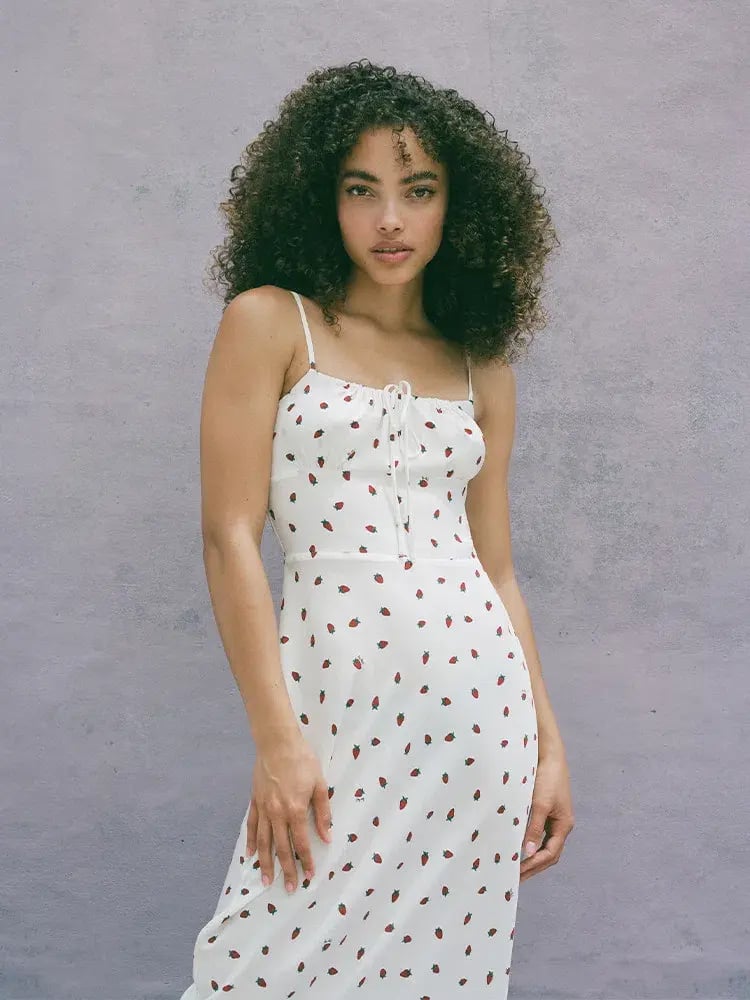 Realisation Par The Alba White Strawberry Midi Dress Size S/AU 8 photo 2